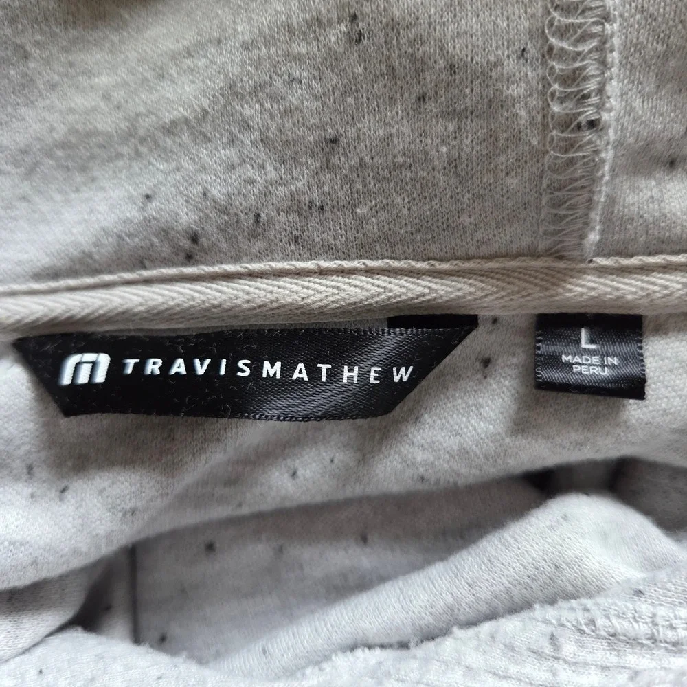 Travis Mathew Cloud Waffle Knit Hoodie Light Grey Speckled Pullover Mens Large